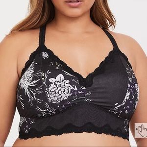 TORRID BLK SNAKESKIN & FLORAL MICROFIBER BRALETTE